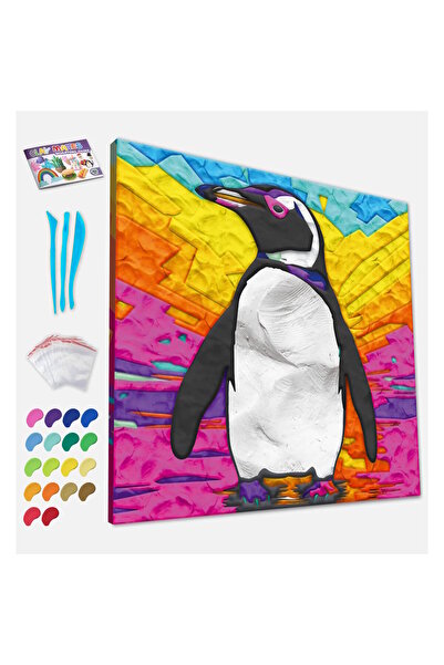 OEM Splat Planet Σετ Ζωγραφικής με Πηλό "Penguin" σε Καμβά 30x30cm