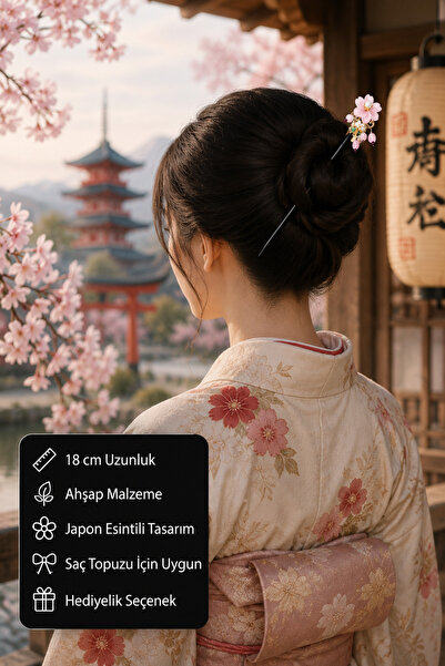 HER ŞEY NOTA www.herseynota.com Băț de păr din lemn cu floare de Sakura – Agr...