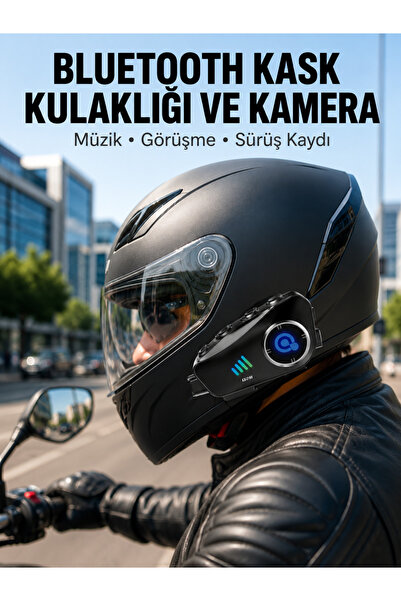 Lisinya Q28 Kameralı Motosiklet Kask Kulaklık Bluetooth 5.3 Su Geçirmez 1080P...