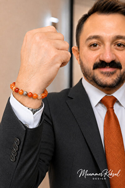 Muammer Köksal Design Neşe ve Özgüvenli Pozitif Enerji Bilekliği Turuncu Aven...