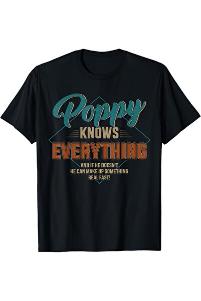 Ekim11 Men's Grandpa Father's Day T-Shirt Poppy Knows Everything Graphic Tee ...