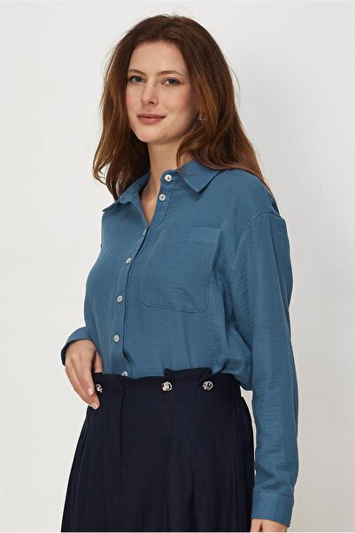 Alvina Shirt Collar Muslin Tunic 46739