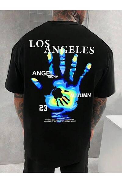 JANTIL MODA Black Unisex Oversize 100% Cotton Crew Neck Short Sleeve T-Shirt