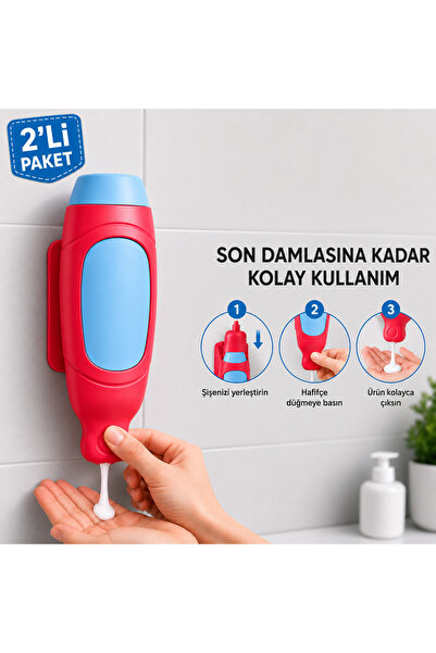PİYATECH Banyo Şampuan Duş Dispenseri - Sıvı Sabunluk Duvara Monte Manuel Sab...