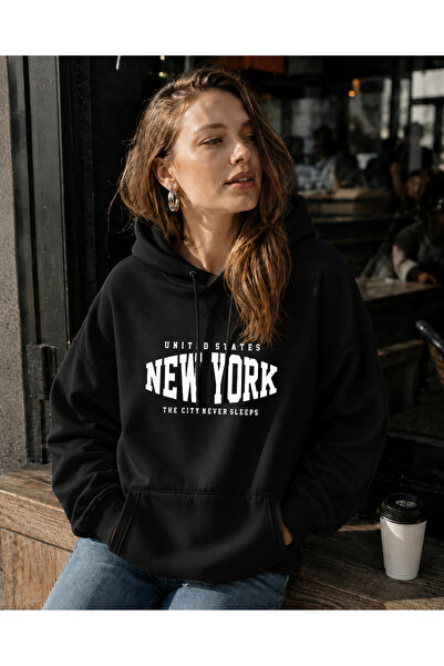 FAVORİST New York the City Never Sleeps (Hooded 3 Thread Sweatshirt) Unisex