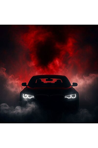 ÖZ DİGİTAL BMW Gece Konsepti Premium Poster – Kırmızı Sis Duvar Dekoru