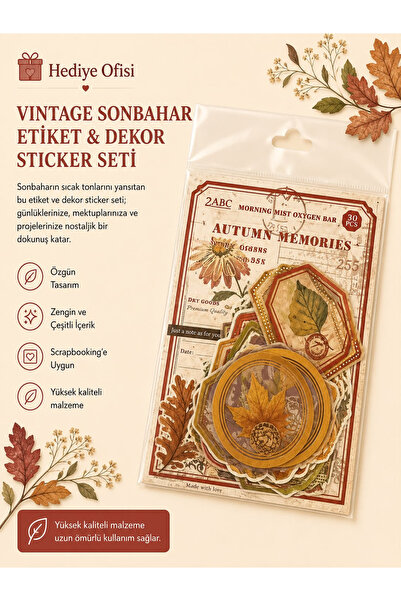 hediyeofisi 30'lu Sarı Çiçek Temalı Şeffaf PET Sticker Seti | Journal ve Scra...