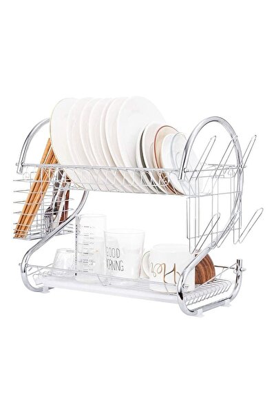 DubaiGallery Dish Drainer Rack, 2 Tier Stainless Steel Dish Rack with Cutting...