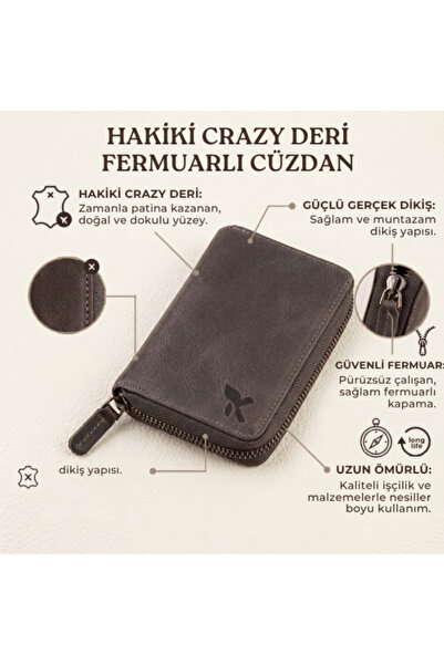 HSR Genuine Leather Men's Zipper Wallet Crazy Leather with 10 Card Compartmen...