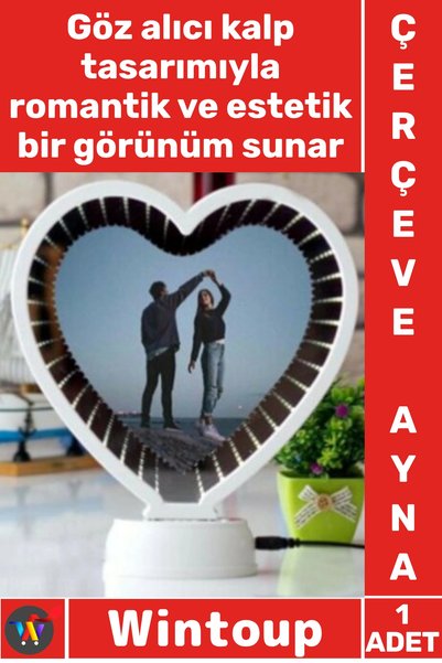Wintoup #Çerçeve Dekoratif Masaüstü Ledli Işıklı Fotoğraf Çerçevesi Şık Kalp ...