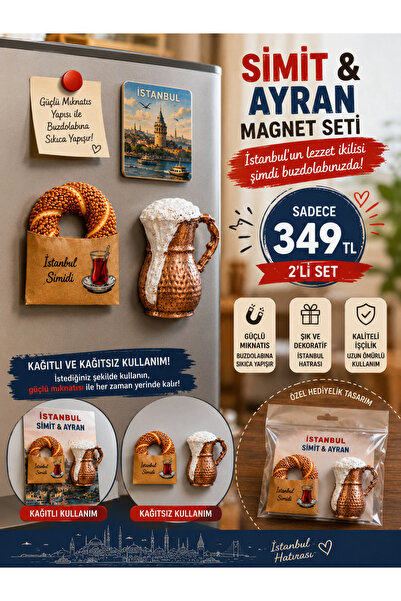 Genel Markalar Simit & ayran 2 li magnet seti