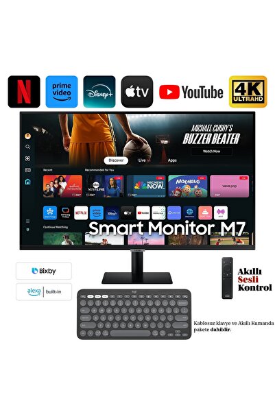 Samsung 32"inç 4K UHD HDR10 Smart Monitör-tv Akıllı Kumanda Sesli Kontrol İph...