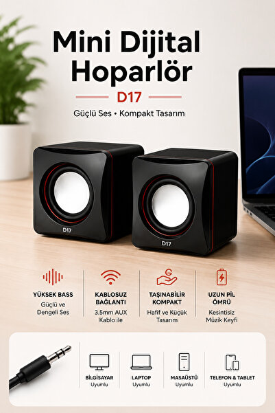 Yenilig Bilgisayar Hoparlörü Laptop Hoparlörü Kablolu Mini Speaker D17 Siyah ...