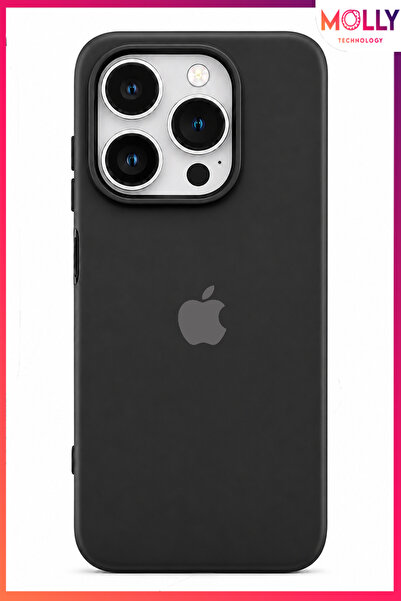 Molly iPhone 14 PRO İçin Siyah Lansman Soft İçi Kadife Mat Silikon Kılıf
