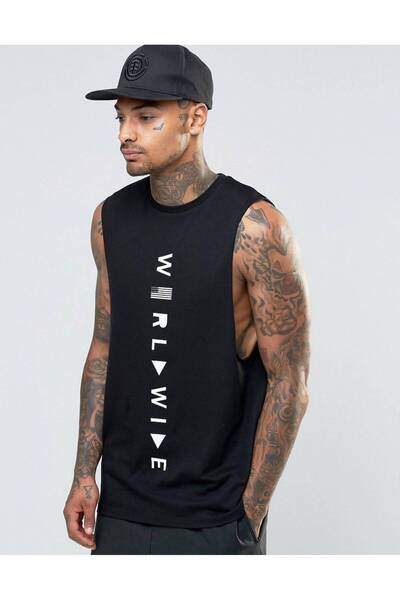 JANTIL MODA Black Wide Strap Men's Tank Top - Basic Sports and Casual Combina...