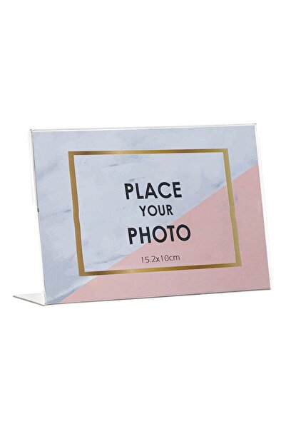 OEM Ramă foto transparentă de 15.2x10cm cu suport, cu aspect de marmură și ro...