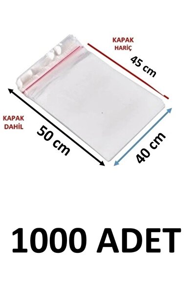 MTKardeşler 1000 Pieces 40 X 45+5 cm Adhesive Transparent Opp Bags 40X50 Opp ...