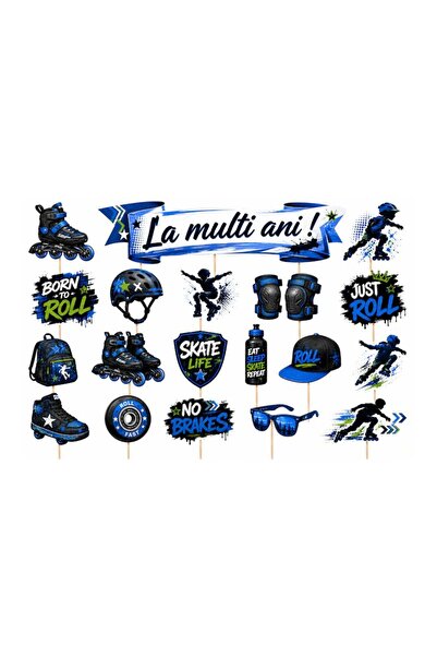DecoParty Set de decorațiuni pentru tort – Tematică skateboarding, 19 piese, ...