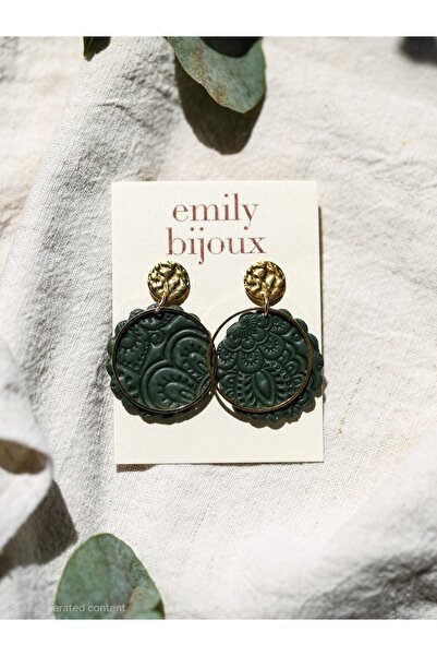 Handmade Earrings - Boho khaki with gold accessories