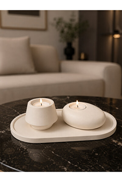 YAFFY HOME DESİGN LUMA ZEN 2'li Mumluk Seti