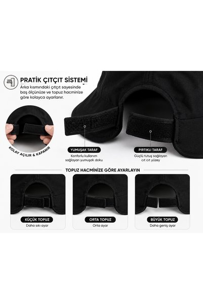 RAİR BEAUTY Women's Black Bucket Hat with Bow Detail - (Adjustable with the Hat's Brim for Tesettüre) Bucket Hat with Adjustable Velcro on the Back