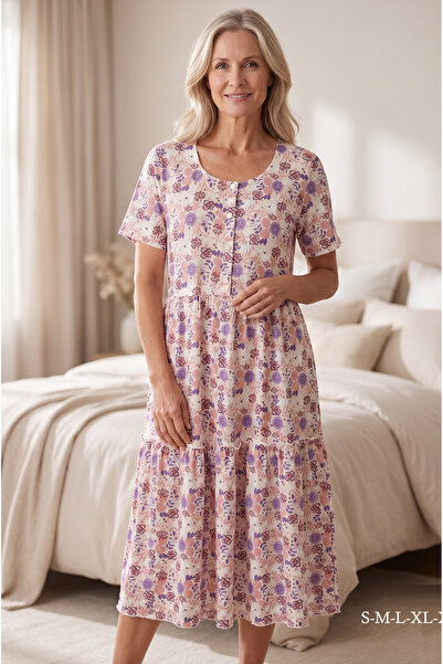by İGP Short Sleeve Floral Cotton Comfortable Cut Maternity Summer Dress
