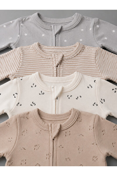 My Babies Label 4’lü Unisex Fermuarlı Pamuklu Bebek Tulum Seti – Yenidoğan & ...