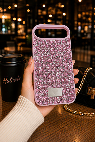 Hatreds Apple iPhone 17 Air Uyumlu Kristal Görünümlü Parlak Taşlı Telefon Kılıfı