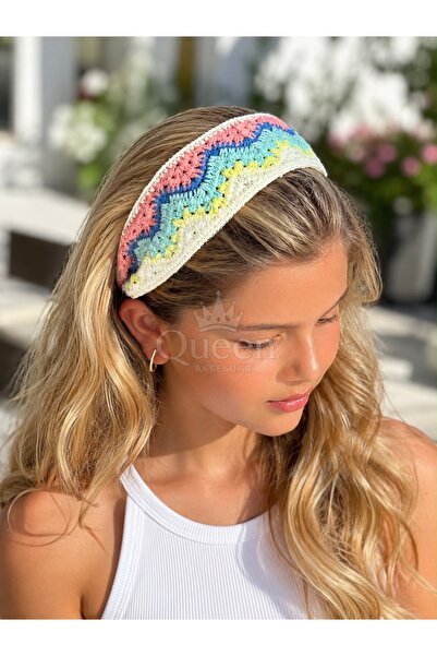 QUEEN AKSESUAR Luxury Trend Wide Weave Chevron Zigzag Patterned Crown Hair Ba...