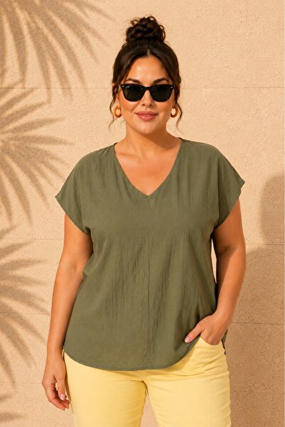 FOR ESRA BIG TREND Μπλούζα plus size - Πράσινο - Συν μέγεθος