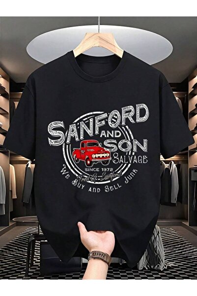 Astogria13 تي شيرت بتصميم جرافيك عتيق من Sanford Son Salvage - تصميم أحمر كلا...