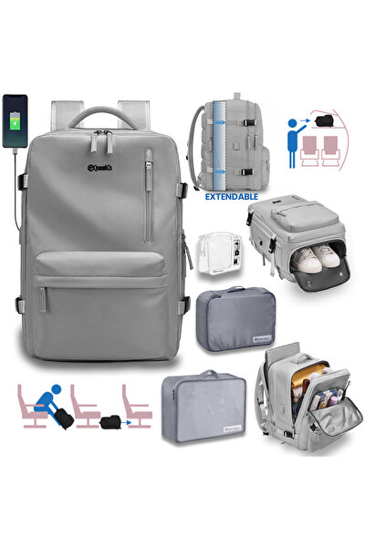 Quasar & Co. Rucsac voiaj, bagaj mana avion extensibil 43x30x20-28 cm+2 x hus...