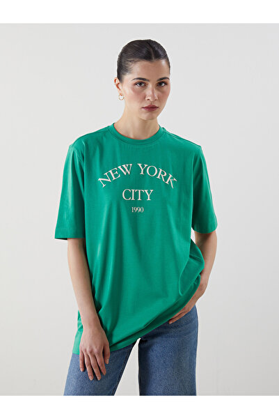 LC Waikiki Tricou de damă cu guler rotund și imprimeu New York