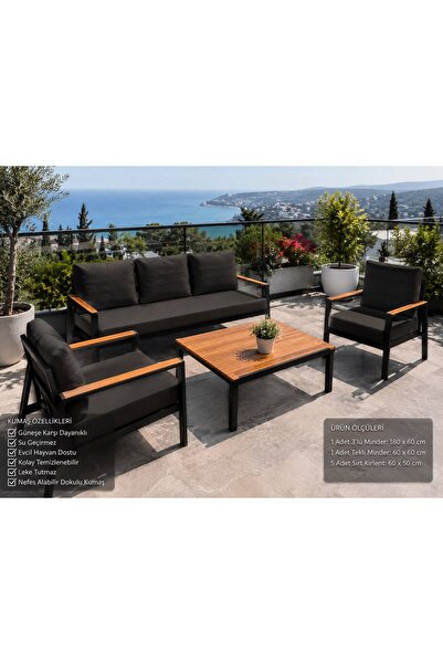 HouseART Balkon Mobilyası , Bahçe Mobilyası, 3-1-1 takıma uygun, Minder Kılıf...