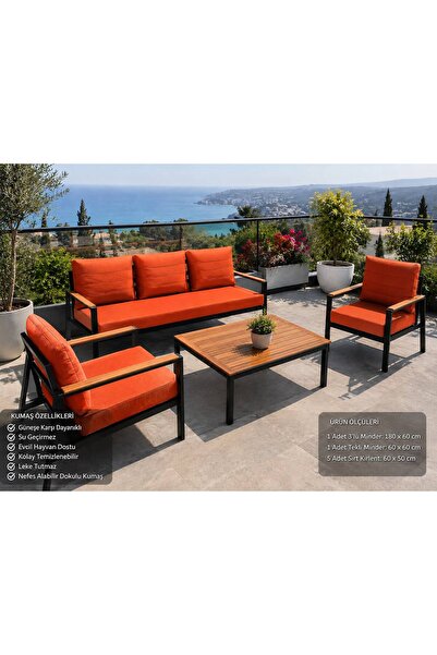 HouseART Balkon Mobilyası , Bahçe Mobilyası, 3-1-1 takıma uygun, Minder Kılıf...