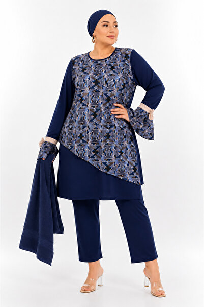 Pierre Cardin Plus Size, Round Neck, Patterned, Flared Sleeves, Inner Lining,...