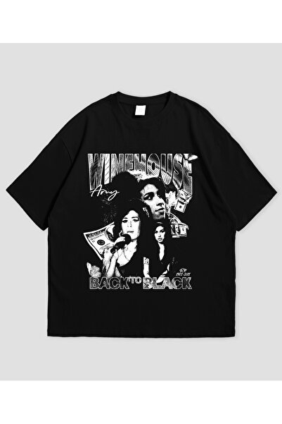 Grafftee Clothing تي شيرت مطبوع عليه آمي واينهاوس للجنسين مقاس كبير
