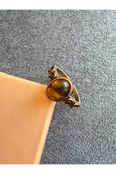 zadenza gold Adjustable size natural stone pure copper ring antique model cop...