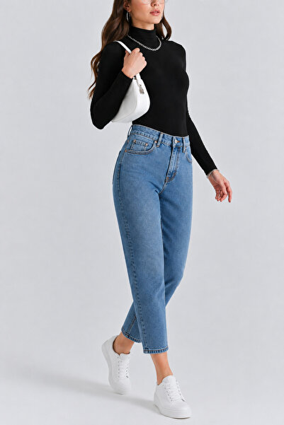 sion jeans Julia Milano Blue Medium Snow Wash High Waist Mom Jean Pants Women...