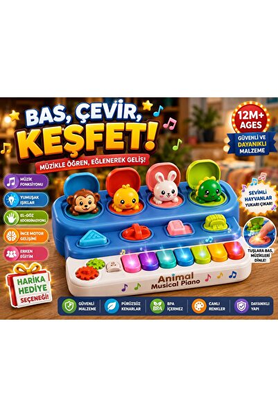 scntoys Hayvanlı Müzikli Piyano Aktivite Oyuncağı Eğitici Oyuncak Sevimli Hay...