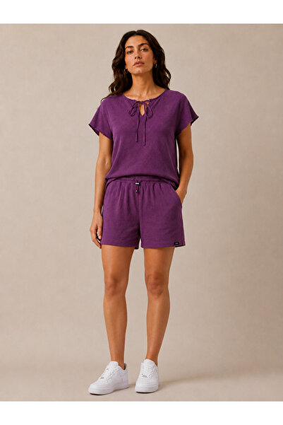 just wear zt Women's Tie-Detail Blouse Shorts Set