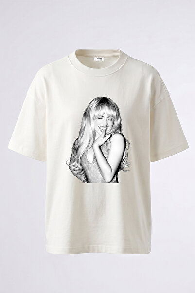 Anetos Dolly Parton Design Printed Oversize White T-Shirt