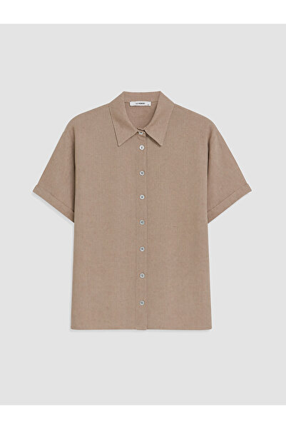 LC Waikiki Trendlucky Women's Linen Blend Shirt with Difference in Color