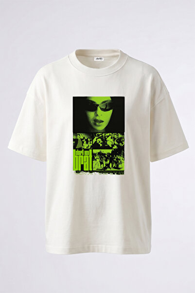 Anetos Charli Xcx Brat_1 Design Printed Oversize White T-Shirt