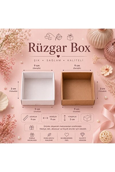 Genel Markalar 9x9x3 cm Asetat Kapaklı Beyaz Hediye Kutusu 25'li Paket