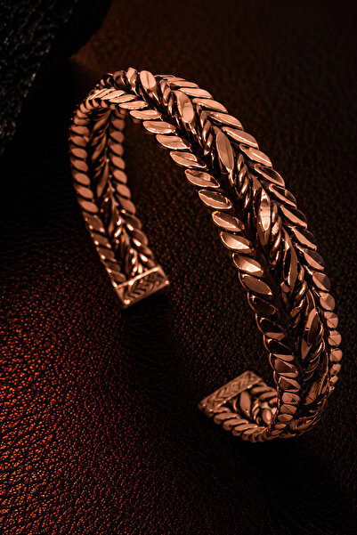 OSMANLI GÜMÜŞ Women's Copper Bracelet Triple Twist Weave Model Handcrafted Ad...