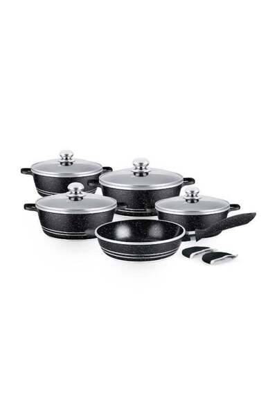 ROYALFORD 11-Piece Die-Cast Cookware Set Ceramic Coated With 4 mm Base Thickn...