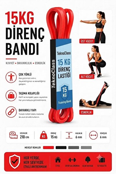 TeknoClass 15 KG Direnç Bandı Kas Geliştirme Lastiği Fitness Pilates Cross Tr...