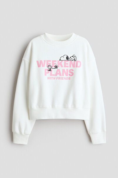 H&M Baskı Motifli ve İçi Tüylü Sweatshirt