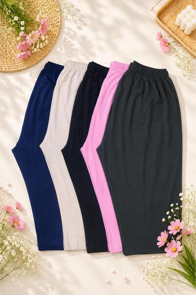 Pi Giyim Women's 5-Pack Solid Color Viscose Fabric Below-Knee Capri Leggings ...